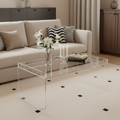 Modern Acrylic Coffee Table, Clear Rectangle Center Table