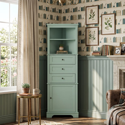 Traditional Tall Corner Cabinet, 68.9"H Freestanding Storage Unit With 3 Drawers & Adjustable Shelves