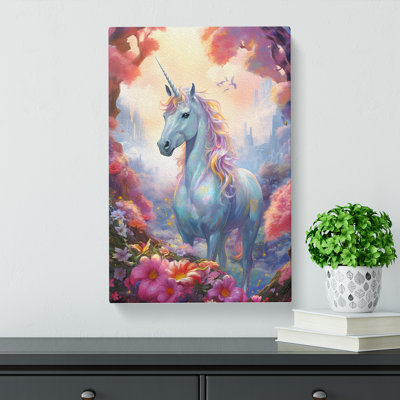 Unicorn Tachisme Art - Wrapped Canvas