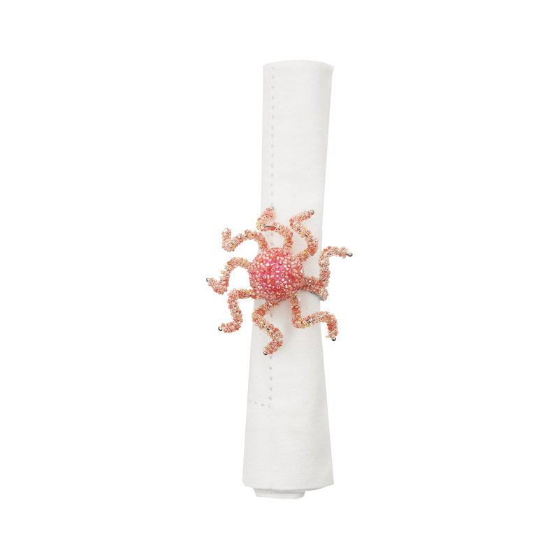 Beaded Octopus Napkin Ring, Orange