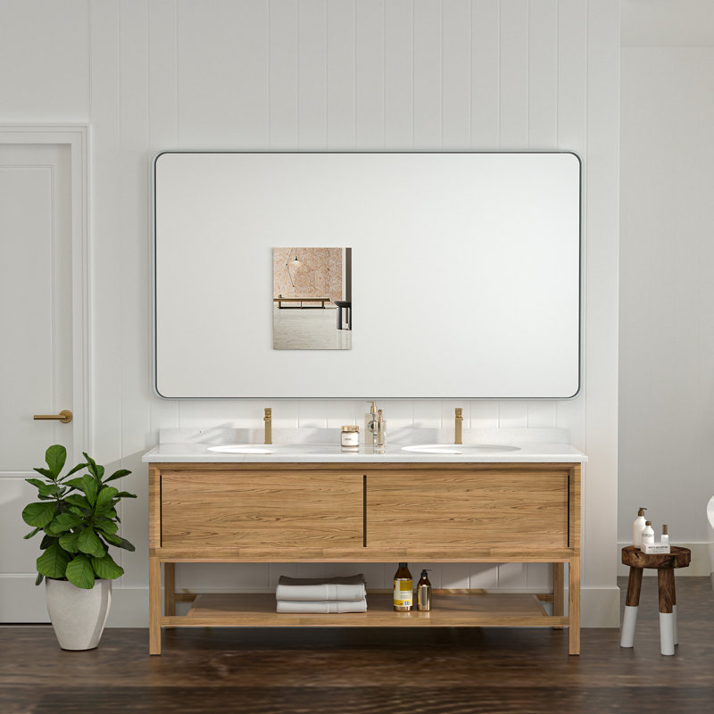 Miroir de salle de bain plombier en aluminium incassable et résistant à la rouille , Argent argent, 36 po x 60 po