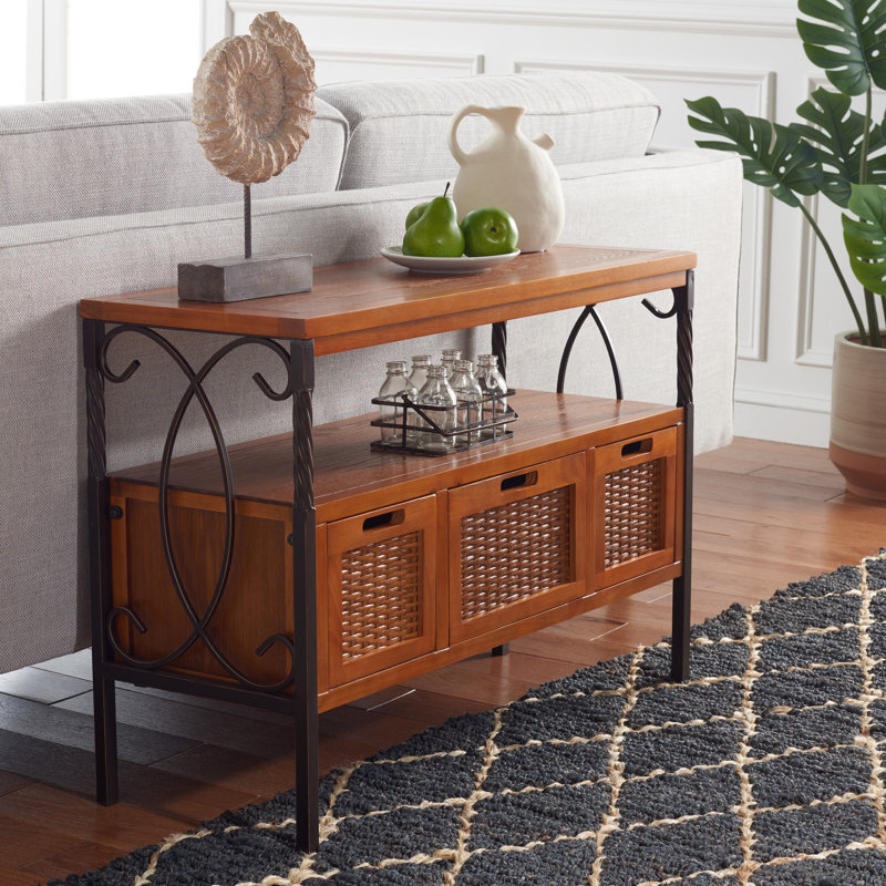 Console en bois massif de 36 po Aprille, Noyer foncé