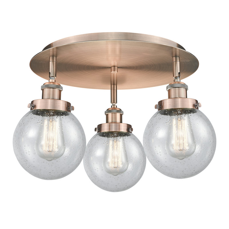 Alphonsa Glass Flush Mount, Seedy, Antique Copper