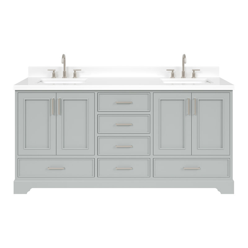 Ensemble de meuble-lavabo double 73 po Abshire, Gris, Nickel brossé