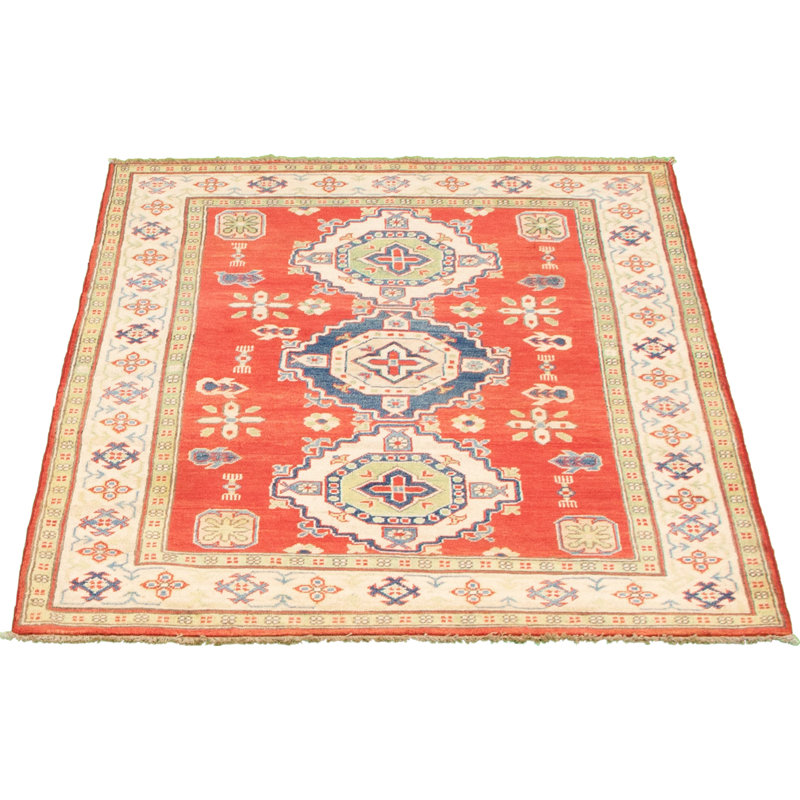 Tapis de la surface en laine bleu/beige 4 pi 1 po x 5 pi 5 po the main one-of-a-kind-noué la 2010 gazni Hypoluxo