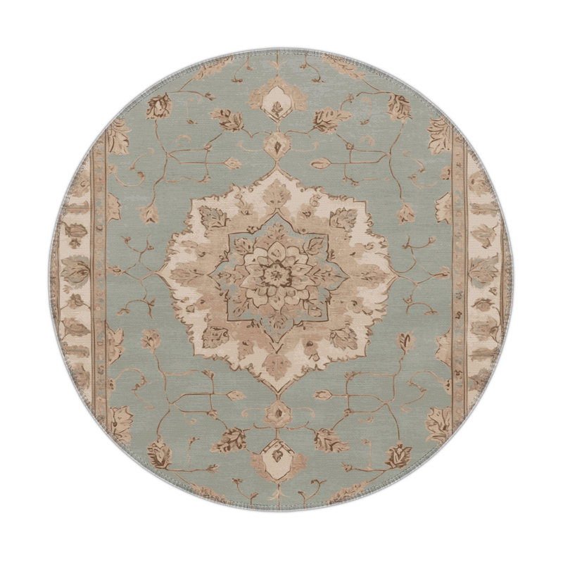 Tapis gris d'intérieur et d'extérieur Tabriz, Rond 5 pi
