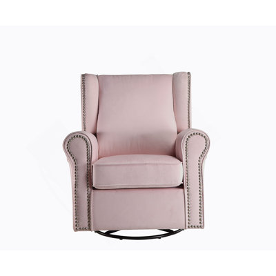 Pink Fabric Glider Chair With Swivel
