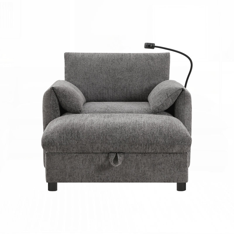 Canapé multifonctionnel confortable avec support pour téléphone avec repose-pieds et ports de charge intégrés pour une vie moderne