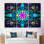Turquoise néon fractal fleurs II - ensemble de décoration murale mandala boho-108311566-108311570
