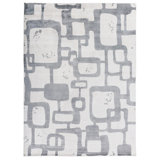 Koda Geometric Hand-Loomed Synthetic Ivory/Silver Area Rug