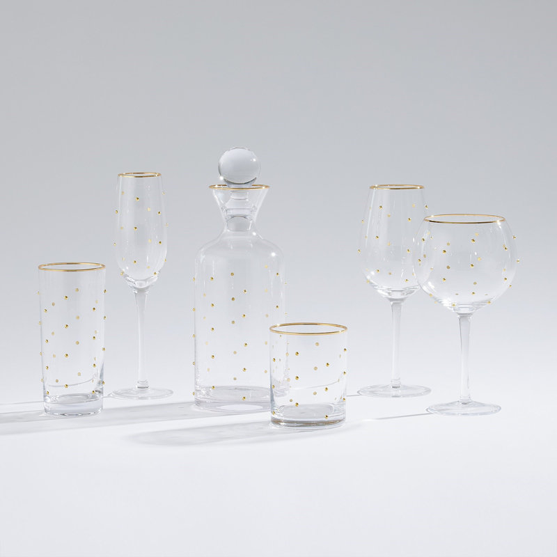 Verres à gin S / 6 Celebration - transparent avec pois dorés