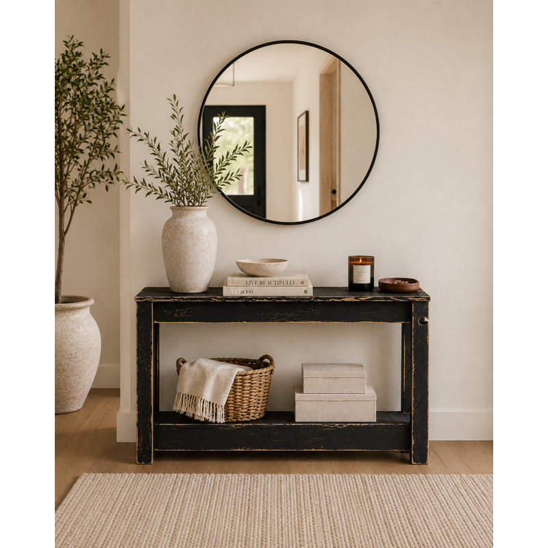 Biggs Solid Wood Console Table, Black, 28" H x 46" W x 8" D