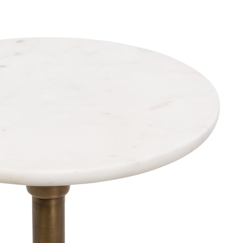 Nisha Modern Round Mango Wood and Marble Drink Table, Brown