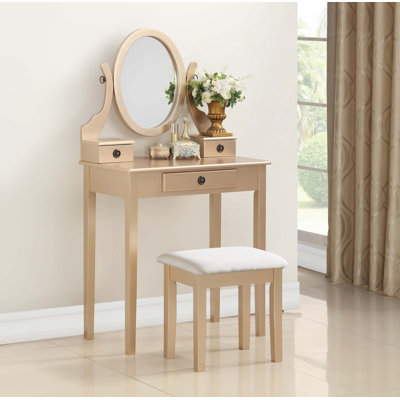 Ensemble coiffeuse et tabouret de maquillage Moniys