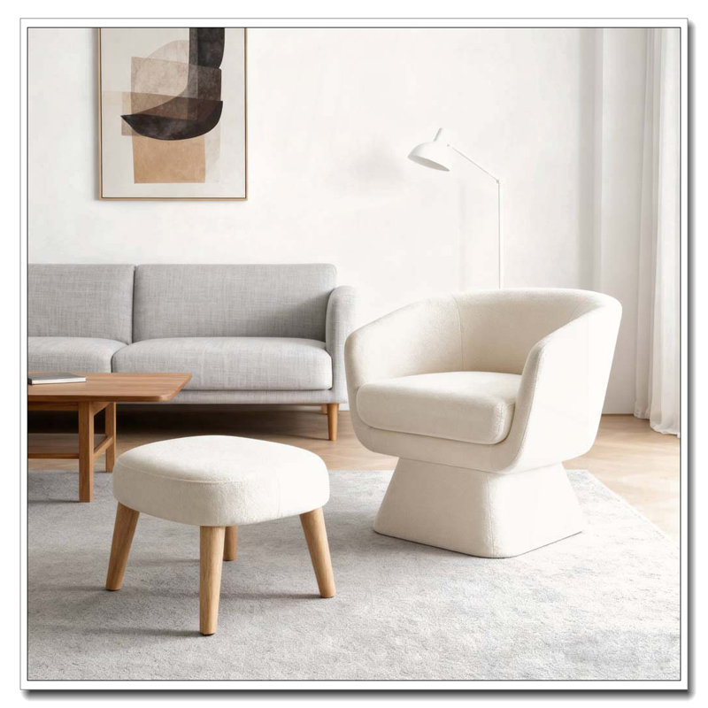 Chaise de loisir rembourrée avec repose-pieds, Blanc