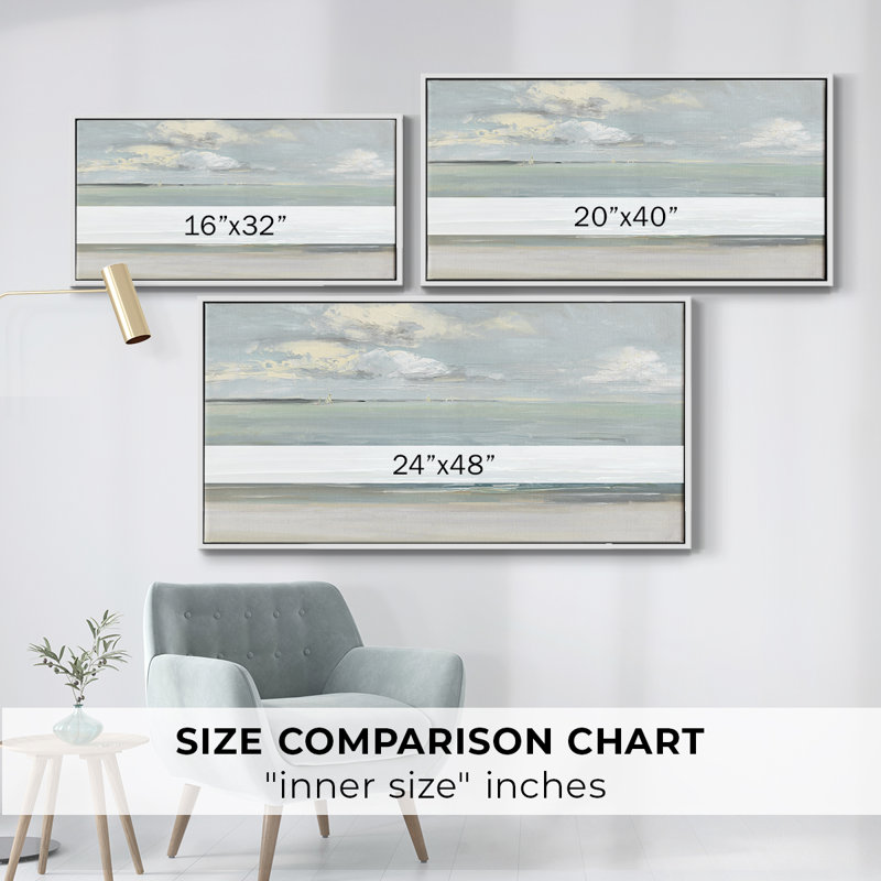 Serene Sound - Toile tendue avec châssis encadré - Prêt à accrocher, H 21 po x l 41 po, Blanc