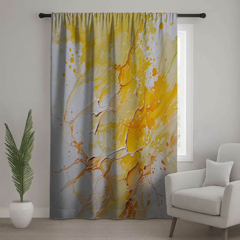 Rideaux jaunes, voilages abstraits et voilages occultants - 1 panneau, Blockout, 50" x 80" - 1 Panel