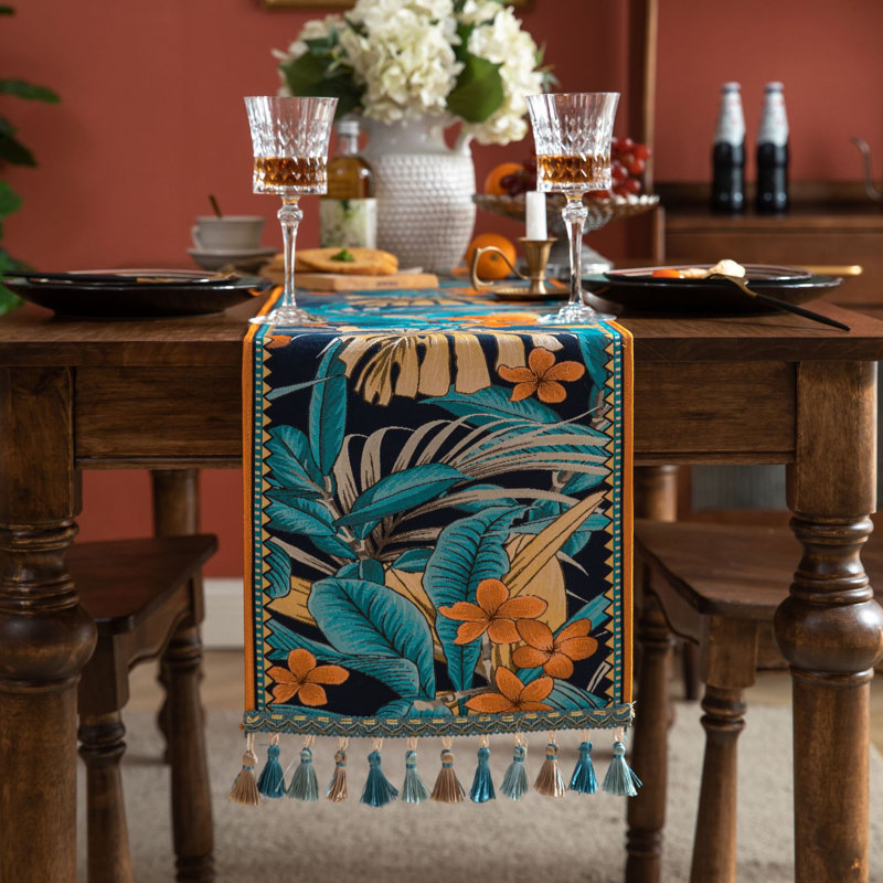 Arlex Rectangle Floral Polyester Table Runner