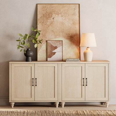 Buffet Corretta, 173 cm, style ferme, idéal pour la salle à manger ou la cuisine. Grand meuble de rangement avec portes en bois, beige.