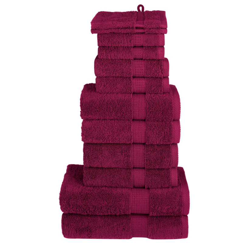 Premium Towel Set SOLUND 600 Gsm, 12 Piece Towel Set, Bordeaux