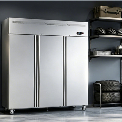 Coolake 72"W Commercial Freezer with 3 Solid Door, 54 Cu.Ft. Stainless Steel Reach in Upright Freezer for Restaurant Bar Shop Kitchen Garage School Church, -8~0℉