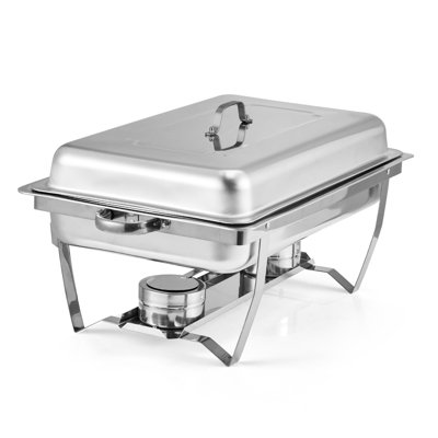 Paquet de 2 plats de réchaud pour buffet - Chauffe-plat en acier inoxydable 8 pte avec couvercles et supports pliants - Parfait pour les fêtes, les dîners, les événements de restauration, l'argent