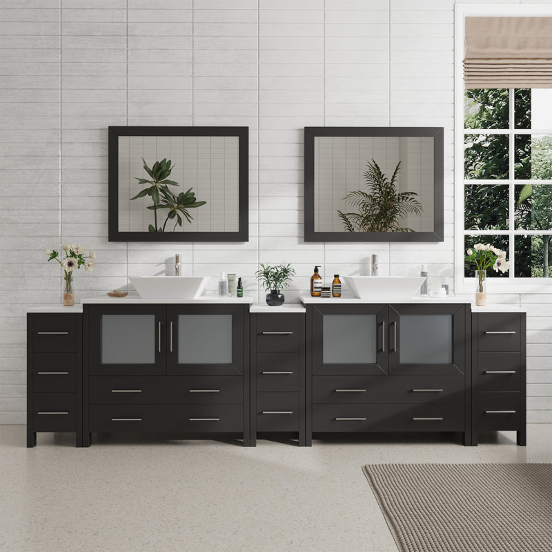  Ensemble de meuble-lavabo double 108 "avec miroir 108", Espresso