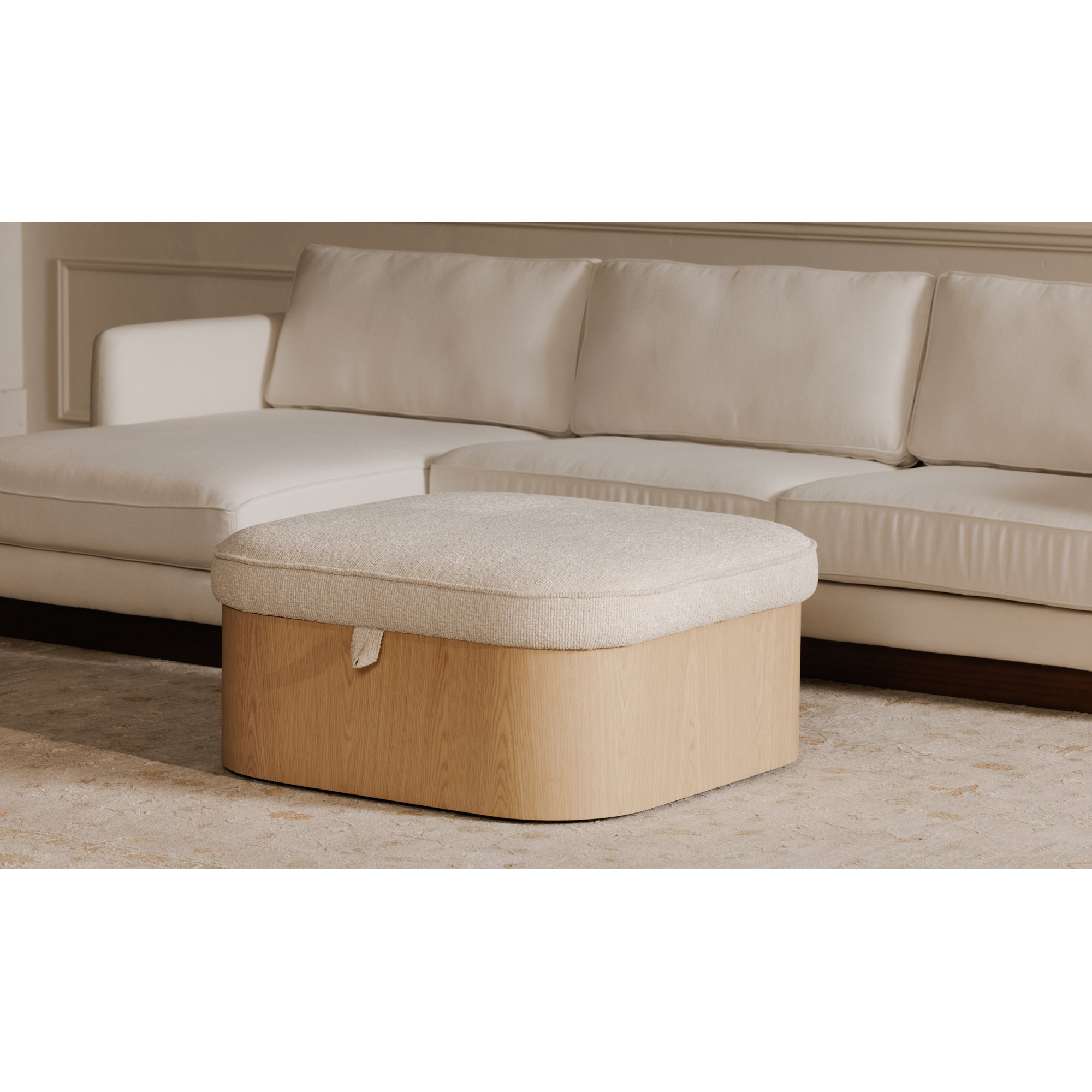 Miller Storage Ottoman, Ash