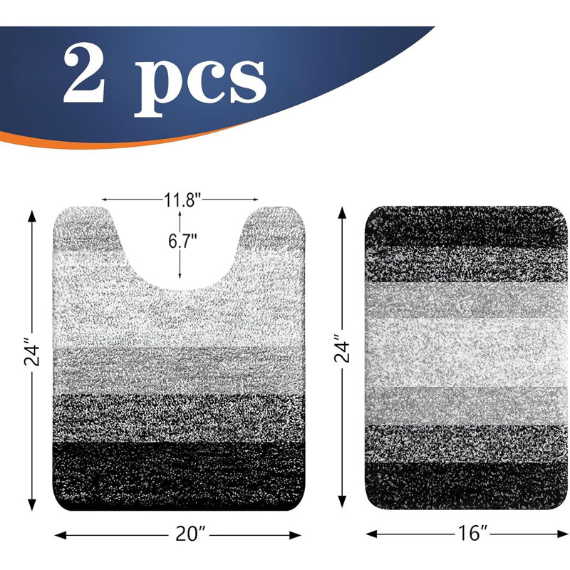 Ensemble de tapis de salle de bain 2 pièces noir