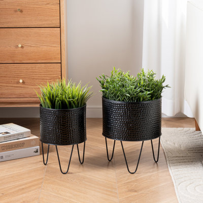 Indoor Black Metal Elevated Planter