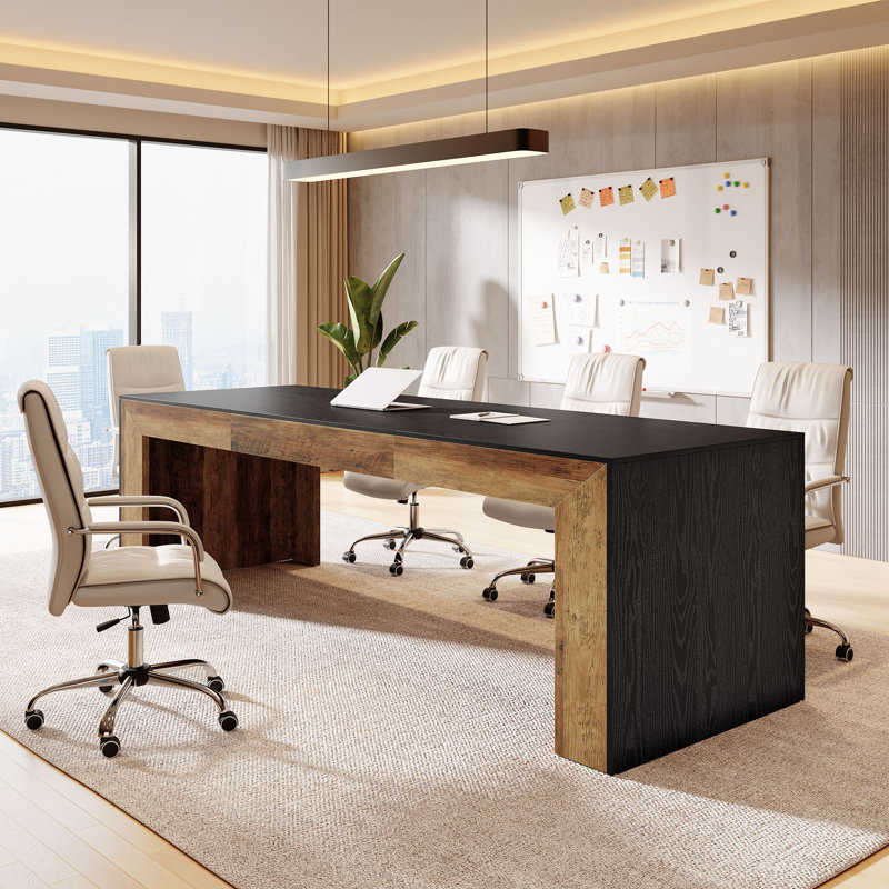 78.7cm Rectangle Conference Table, Black/Vintage Brown