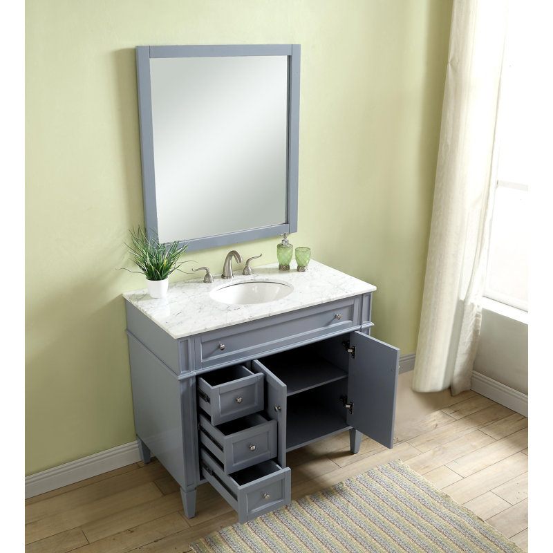 Meuble-lavabo simple 40 po Rivers, Gris