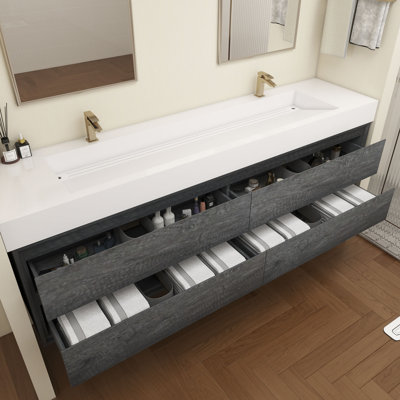 Meuble-lavabo mural double 80 po avec lavabo acrylique Victoria