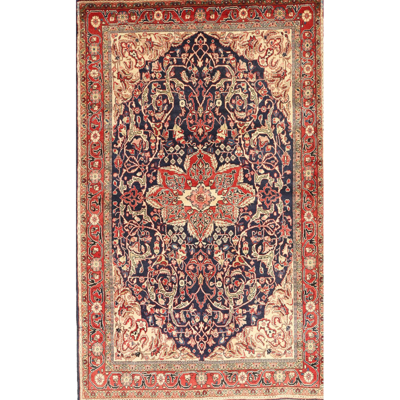 Tapis décoratif rouge/bleu oriental Klara, Rectangle 7 pi x 9 pi