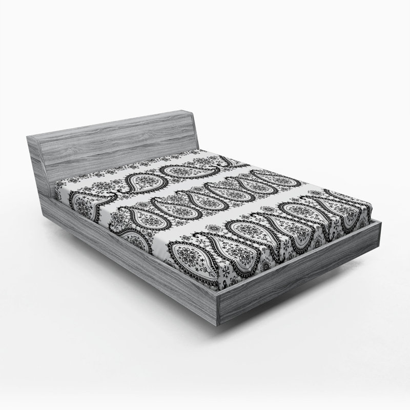 Microfiber Paisley Fitted Sheet, Queen Fitted Sheet