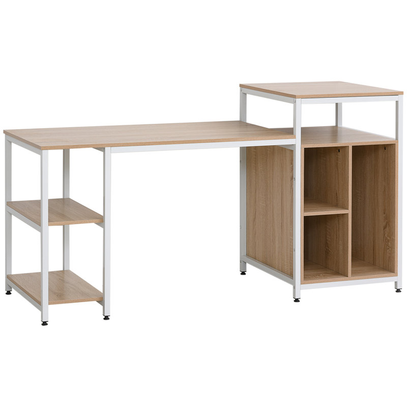 Étagère de bureau d'ordinateur de table 68 pouces avec support pour unité centrale, tablettes de rangement spacieuses et conception moderne à grain de bois