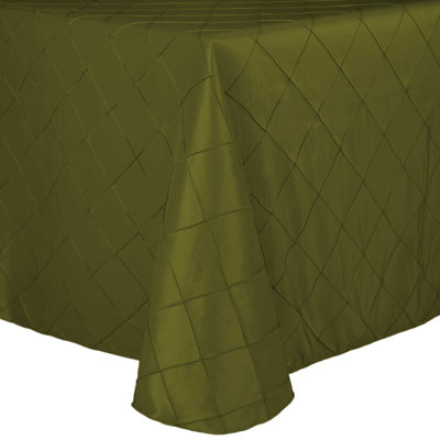 Embroidered Pintuck Taffeta Tablecloth Moss Green