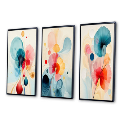 «Energy of Blossoming Life Retro Minimal Flower I», ensemble de 3 impressions