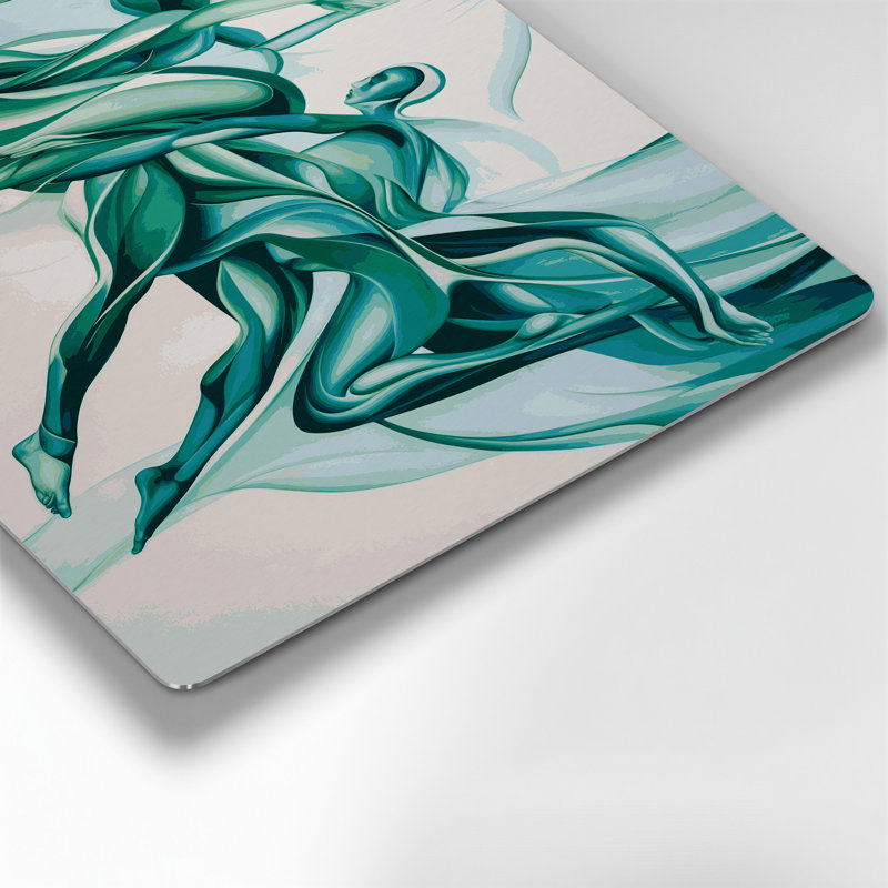 Art mural abstrait en métal vert figuratif 13, H 11 po x l 14 po