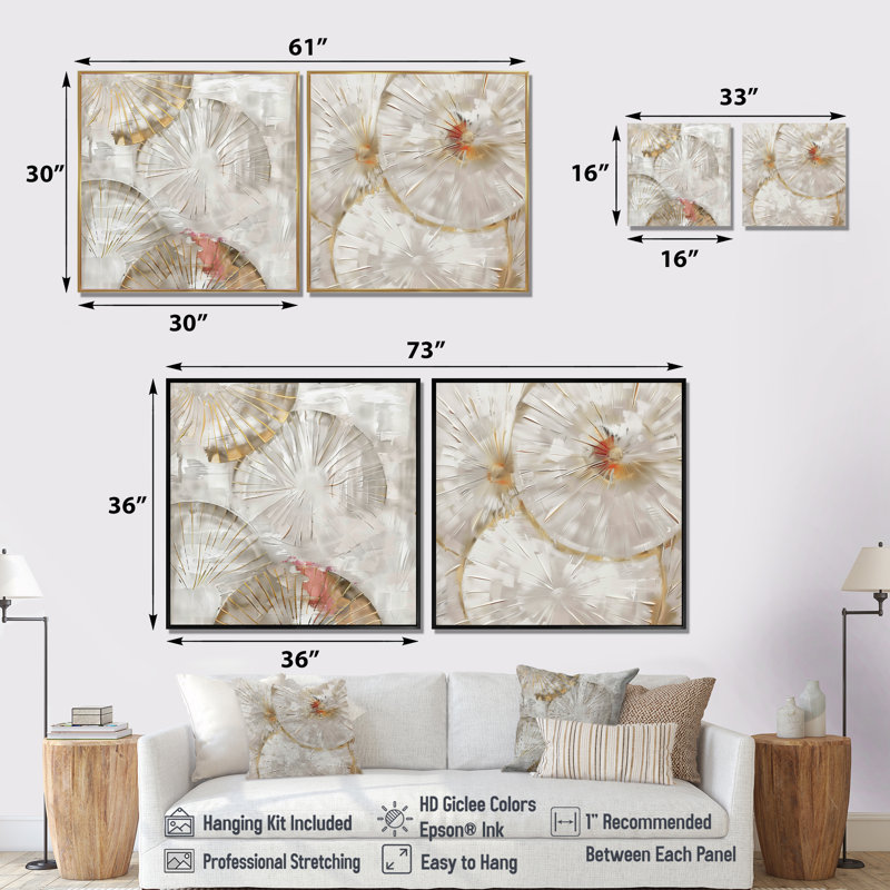 Beige boho bohémien mandala spirale III - Boho mosaïque murale - Art mural bohémien 2 pièces, Toile tendue, Ne s’applique pas