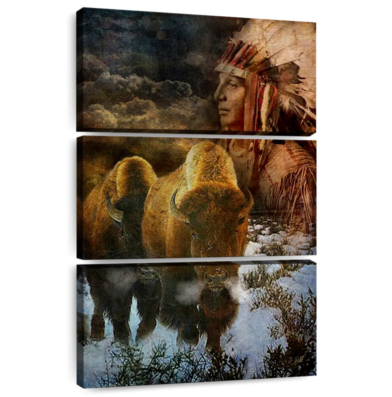 Lelar Bison And The Chief, 32" H x 20" W