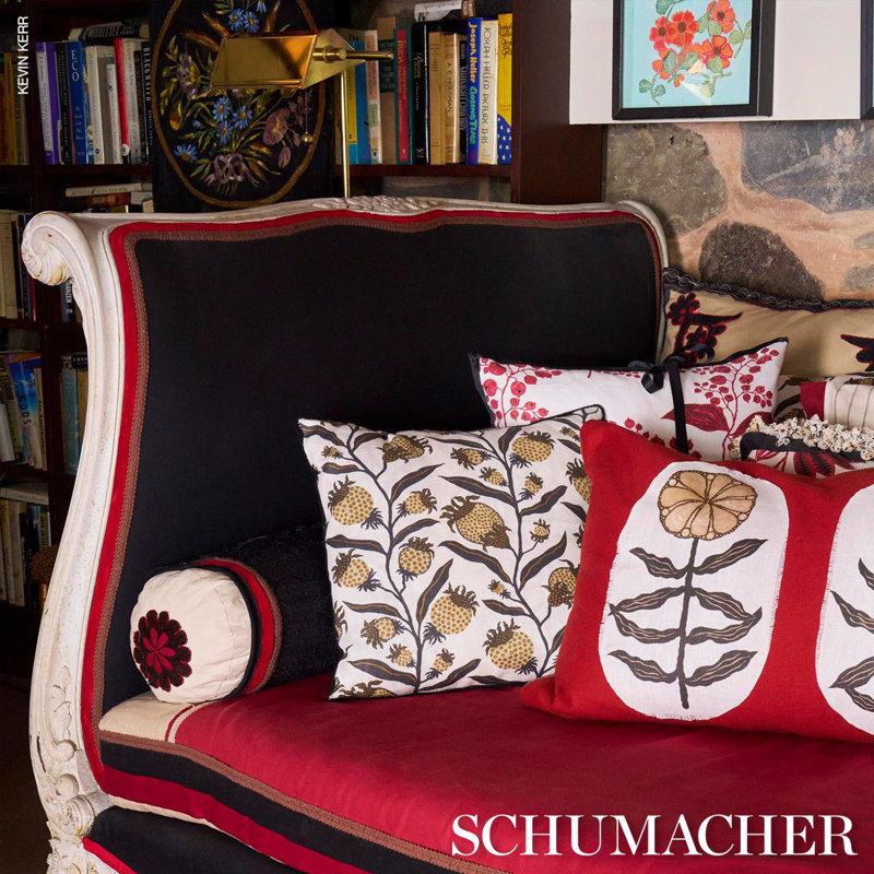 Schumacher x Marian Mcevoy Thistle Vine Fabric, Black & Gold