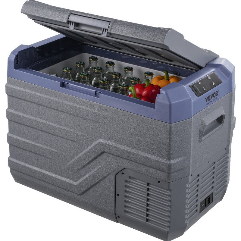 VEVOR 37L Gray Portable Car Refrigerator with Bluetooth Control