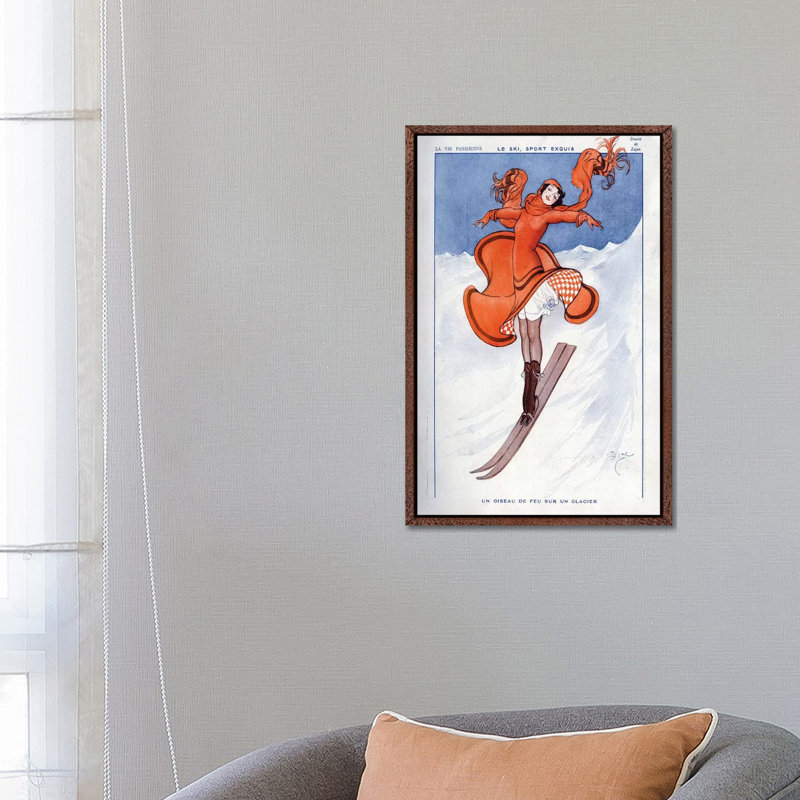 1922 La Vie Parisienne Magazine Plate - Print on Canvas, 66.04cm H x 45.72cm W x 3.81cm D, Classic Brown Wood Floater Framed