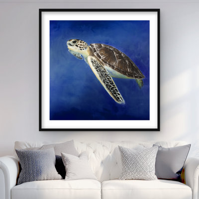 Beautiful Sea Turtle - Classic Blue Marine Framed Print