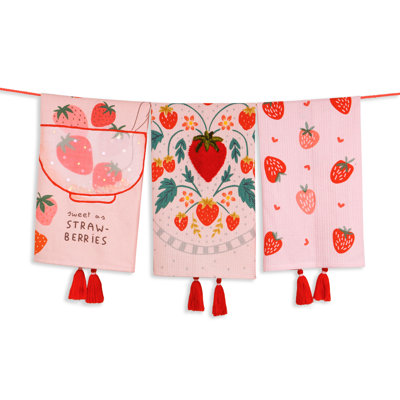 The Strawberry Fields Forever Artisan Kitchen Tea Towel Set of 3