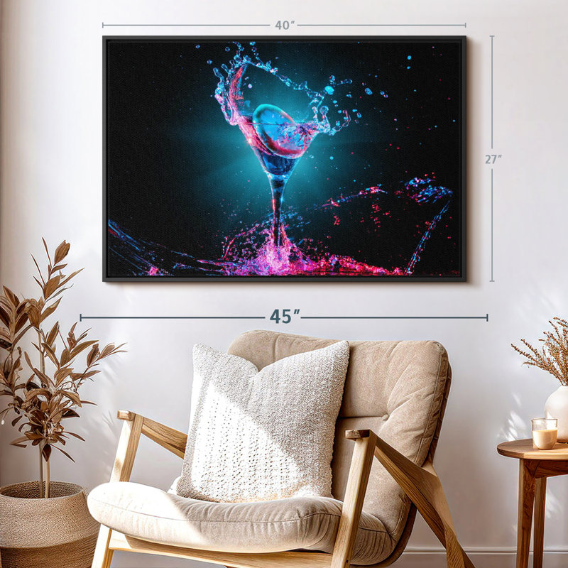 Impression sur toile néon cocktail, H 27 po x l 40 po