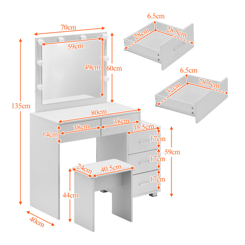 Notification Dressing Table with Mirror