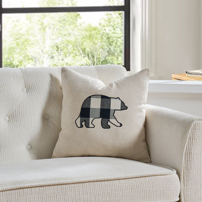 Coussin en lin Cottage Life, Noir / blanc, Polyester