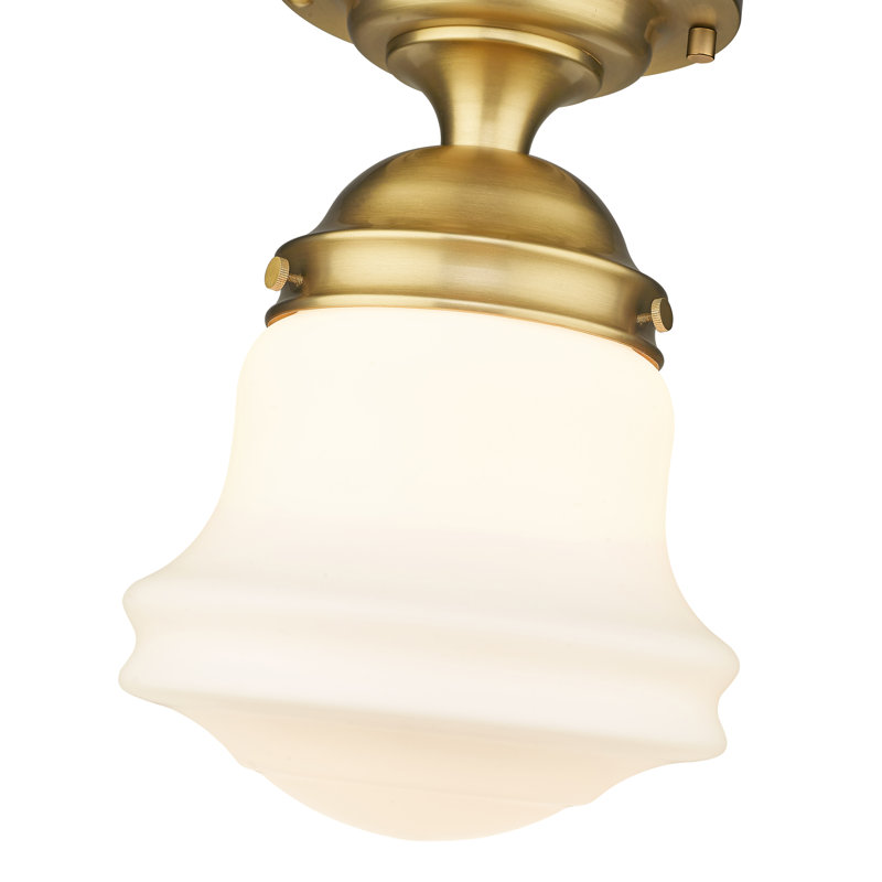 Luminaire suspendu semi-encastré en verre Neriah, Laiton héritage, H 15,75 po x l 10,5 po